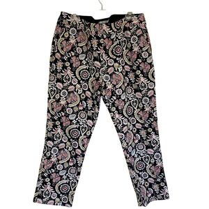 Boden Womens Black Tropic Charm Tapered Leg‎ Cotton Ankle Pant Size 14 Artsy